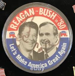 1980 RONALD REAGAN MAKE AMERICA GREAT AGAIN MAGA Trump Pin-Back Button SIGNED