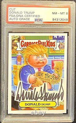 2016 Garbage Pail Kids Donald Dump 1/1 Donald Trump Cut Autograph PSA 8 Only One