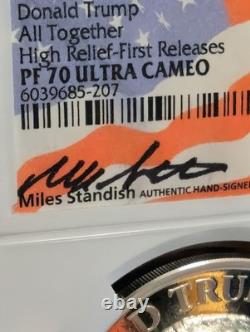 2020 CAMEROON SILVER OZ DONALD TRUMP NGC PR70 UC Standish SIGNED EXTREMELY RARE