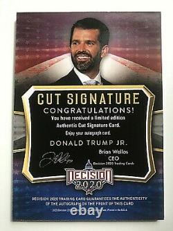 2020 Decision 2020 Donald Trump Jr. Authentic Cut Autograph Card