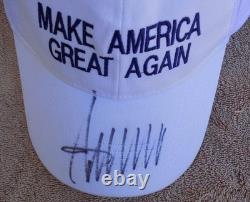 2020 President Donald Trump Signed Autographed White MAGA Hat with PSA & JSA