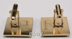 2020 President Donald Trump White House Gift GOLD Square Cobalt Cufflinks SIGNED