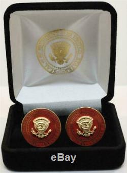 2020 President Donald Trump White House Gift RED POTUS Seal Cufflinks SIGNED