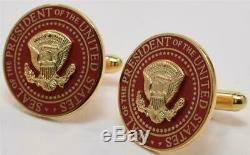 2020 President Donald Trump White House Gift RED POTUS Seal Cufflinks SIGNED