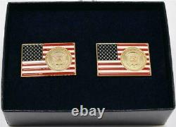 2020 President Donald Trump White House Gift US Flag POTUS Seal Cufflinks SIGNED