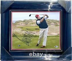 45TH PRESIDENT DONALD J. TRUMP SIGNED FRAMED 11x14 PHOTO AMERICA BECKETT BAS