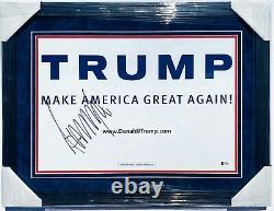 45th PRESIDENT DONALD J. TRUMP SIGNED FRAMED CAMPAIGN POSTER BECKETT BAS 2020