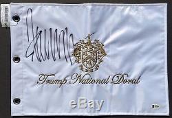 45th PRESIDENT DONALD J. TRUMP SIGNED TRUMP NATIONAL GOLF FLAG withBAS BECKETT