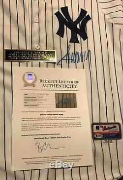 45th PRESIDENT of U. S. DONALD TRUMP AUTOGRAPHED NEW YORK YANKEES JERSEY BAS RARE