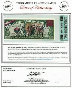 45th U. S. President Donald Trump Hand Signed $1 Million Bill CAS Encapsulated