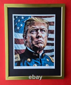 AIDAN FLUX Hand Signed Authentic Print Framed PRESIDENT DONALD TRUMP COA