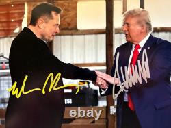 AMAZING! Donald TRUMP & Elon MUSK Signed 8x10 MAGA Authentic Autographs withCOA