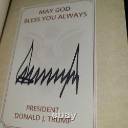 AUTOGRAPHED DONALD TRUMP SIGNED BIBLE God Bless The USA Lee Greenwood RARE