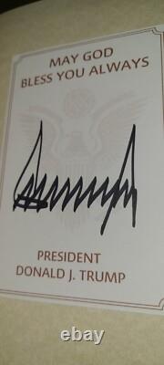 AUTOGRAPHED DONALD TRUMP SIGNED BIBLE God Bless The USA Lee Greenwood RARE