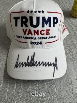 Authentic Cali fame Autographed Cap Signed Donald Trump MAGA Hat Vance 2024