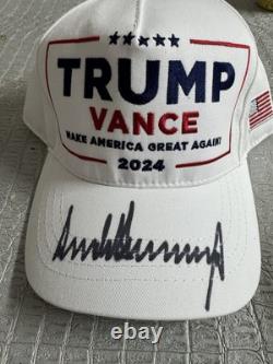Authentic Cali fame Autographed Cap Signed Donald Trump MAGA Hat Vance 2024