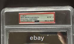 Benjamin Harrison Signed Check 23rd US President PSA Authenticated PSA 9