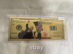 Charlie Kirk Signed Donald Trump $100 Gold Foil (Plastic) Bank Note
