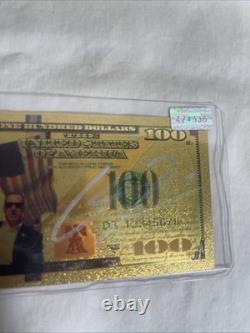 Charlie Kirk Signed Donald Trump $100 Gold Foil (Plastic) Bank Note
