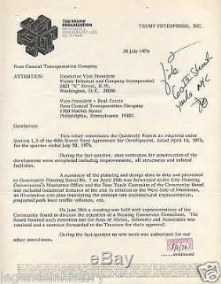 DONALD TRUMP Autographed Signed LETTER 60th Street Rail Yard 1976 Manhattan NYC
