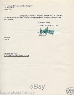 DONALD TRUMP Autographed Signed LETTER 60th Street Rail Yard 1976 Manhattan NYC