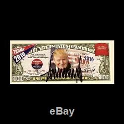 DONALD TRUMP Hand Signed Campaign Ad One Million Dollar Bill Autograph with COA