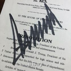 DONALD TRUMP JSA LOA Souvenir ARTICLES OF IMPEACHMENT Signed Autograph