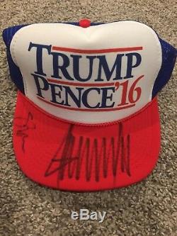 DONALD TRUMP & MIKE PENCE DUAL SIGNED 2016 HAT Beckett COA LOA $$$