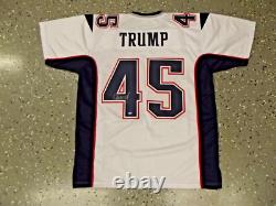 DONALD TRUMP Signed Autographed Football Jersey Auto Red White Blue Patriots COA