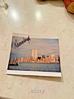 Dated 9/11/2001 President Donald Trump Signed Photo Of Twin Towers In New York