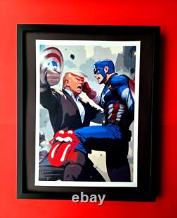 DeathNYC Hand Signed Large Framed Print 16x20in Donald Trump Fighting COA #9$