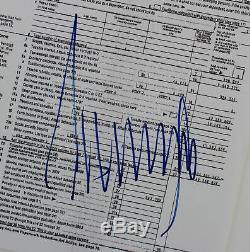Donald J. Trump Authentic Signed 8.5x11 Tax Return Photo Autographed BAS #A57043