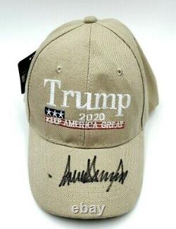 Donald J. Trump Hand Signed Autographed Beige 2020 Keep America Great Hat COA