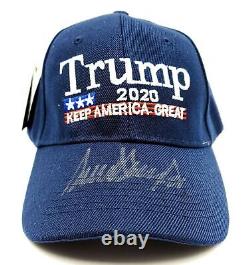 Donald J. Trump Hand Signed Autographed Blue 2020 Keep America Great Hat COA