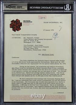 Donald J. Trump Signed 8x10.5 1976 60th St Rail Yard Letter Auto 9! BAS Slabbed