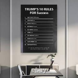 Donald Trump 10 Rules For Success Wall Art, Leadership Sign Motivational Decor