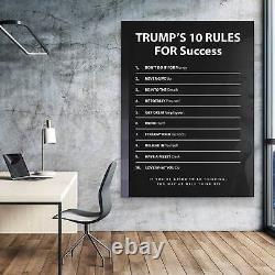 Donald Trump 10 Rules For Success Wall Art, Leadership Sign Motivational Decor