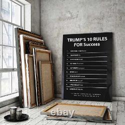 Donald Trump 10 Rules For Success Wall Art, Leadership Sign Motivational Decor