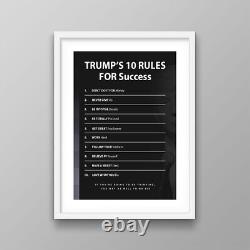 Donald Trump 10 Rules For Success Wall Art, Leadership Sign Motivational Decor