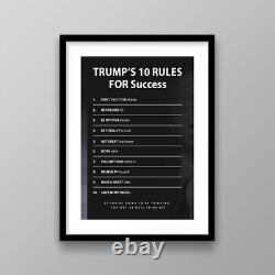 Donald Trump 10 Rules For Success Wall Art, Leadership Sign Motivational Decor