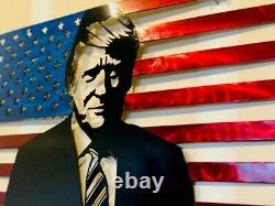 Donald Trump American Portrait Flag Metal Art Steel Sign Home Decor 24x13.5