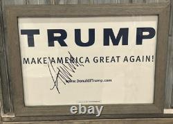 Donald Trump Autograph 13x19 Rustic Framed MAGA Campaign Sign