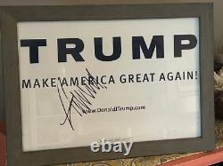 Donald Trump Autograph 13x19 Rustic Framed MAGA Campaign Sign