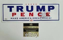 Donald Trump Autographed 2016 Campaign Bumper Sticker withCOA and Collector Coin