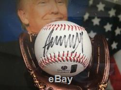 Donald Trump Autographed Baseball Shadow Box Display 45th POTUS GAI COA