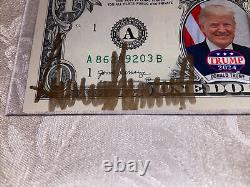 Donald Trump Autographed Hand Signed Dollar Bill Gold Ink