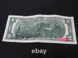 Donald Trump Autographed POTUS Signed 2 Dollar Bill Stamped & #D Halo and COA