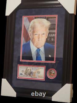 Donald Trump Autographed POTUS Signed Framed 8x10 Photo #D COA-Halo w. 2024 Coin