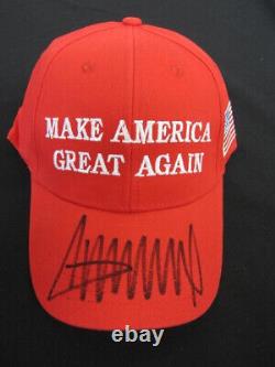Donald Trump Autographed POTUS Signed MAGA Baseball Hat #D Halo and COA