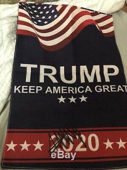 Donald Trump Autographed Signed 2020 Keep America Great 12x18 Lawn Flag